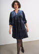Short velour dress with a ruffle collar and long sleeves, Blue, Model image number 0