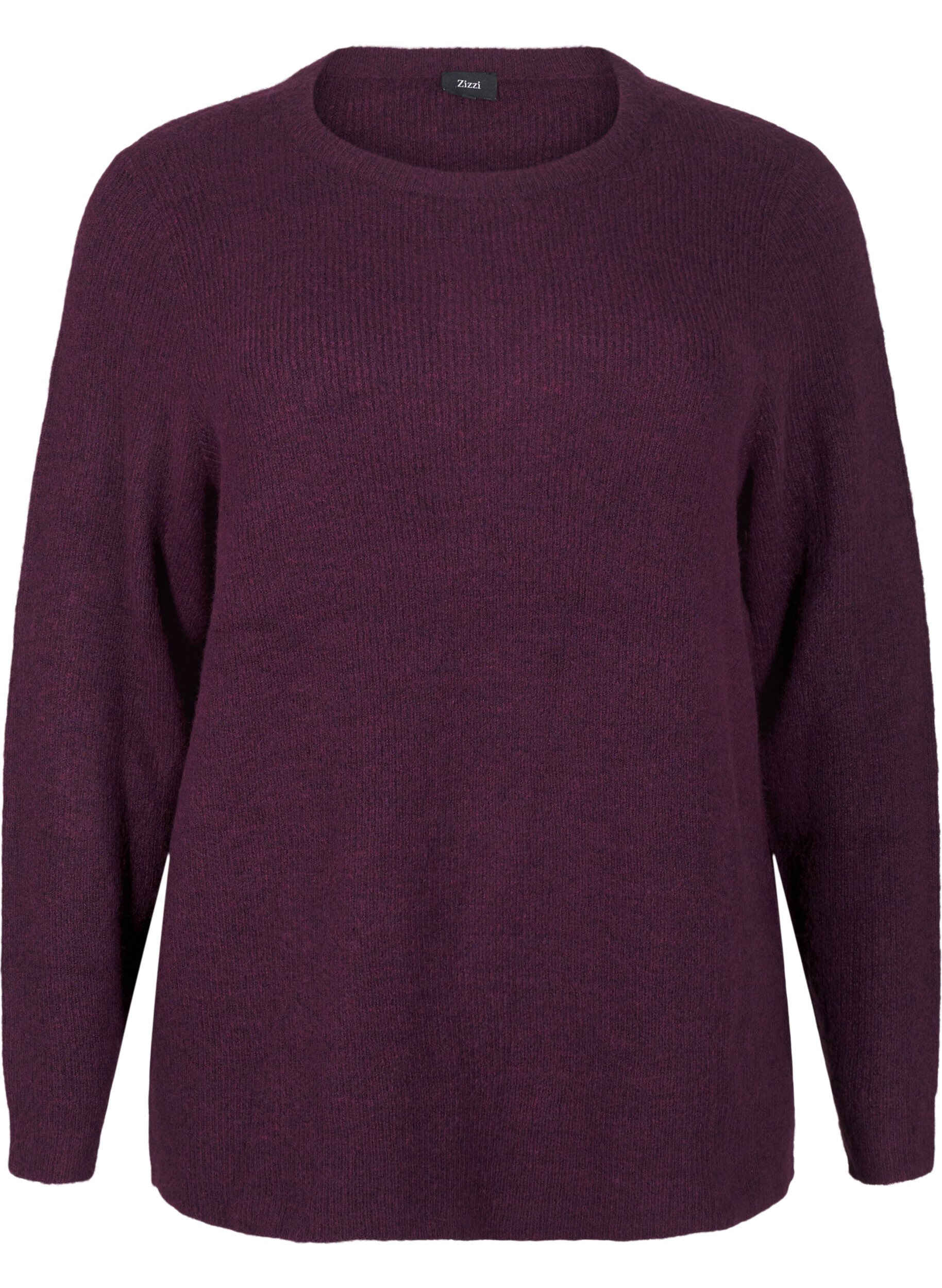Zizzifashion Melange sweater with round neck, Potent Purple Mel., Packshot image number 0