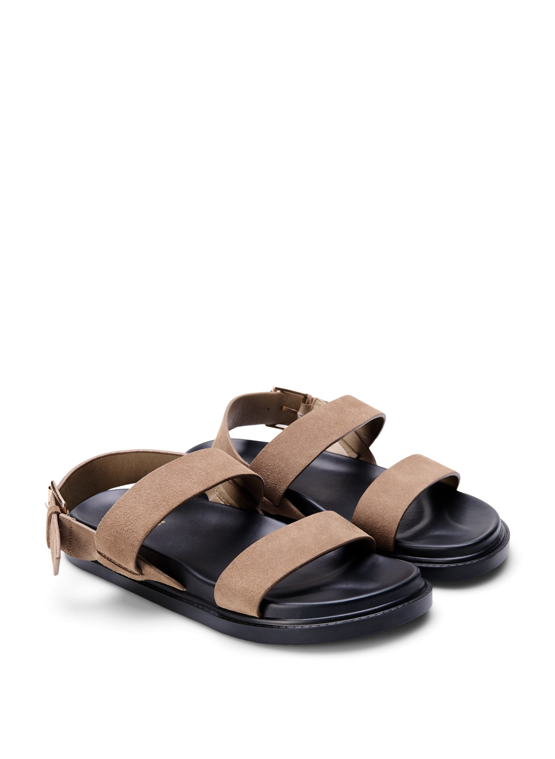 Zizzifashion Wide fit sandal in suede, Brown, Packshot image number 1