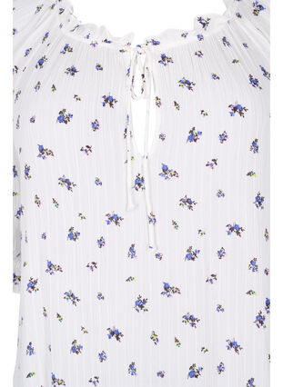 Floral viscose blouse with half-length sleeves, Bright White Flower, Packshot image number 2