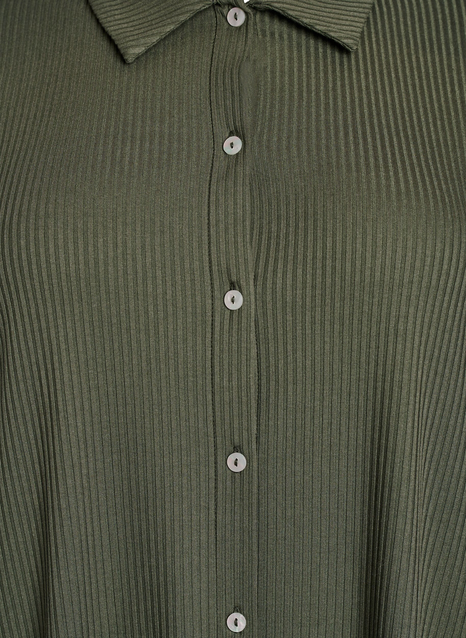 Zizzifashion Maxi dress in jersey with collar and short sleeves, Green, Packshot image number 2