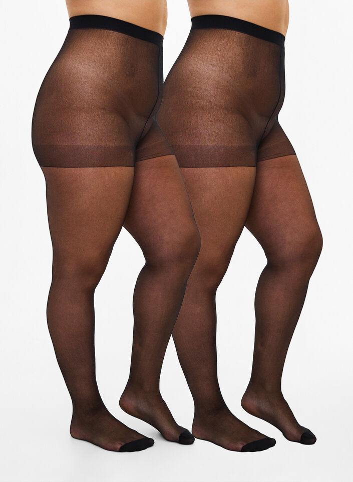 2-pack tights in 20 denier, Black, Packshot image number 0