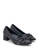 Wide fit - Glitter pump with bow, Black, Packshot image number 1