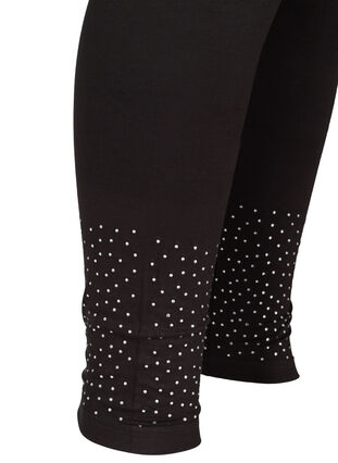 Viscose blend leggings with decorative rhinestones, Black, Packshot image number 3