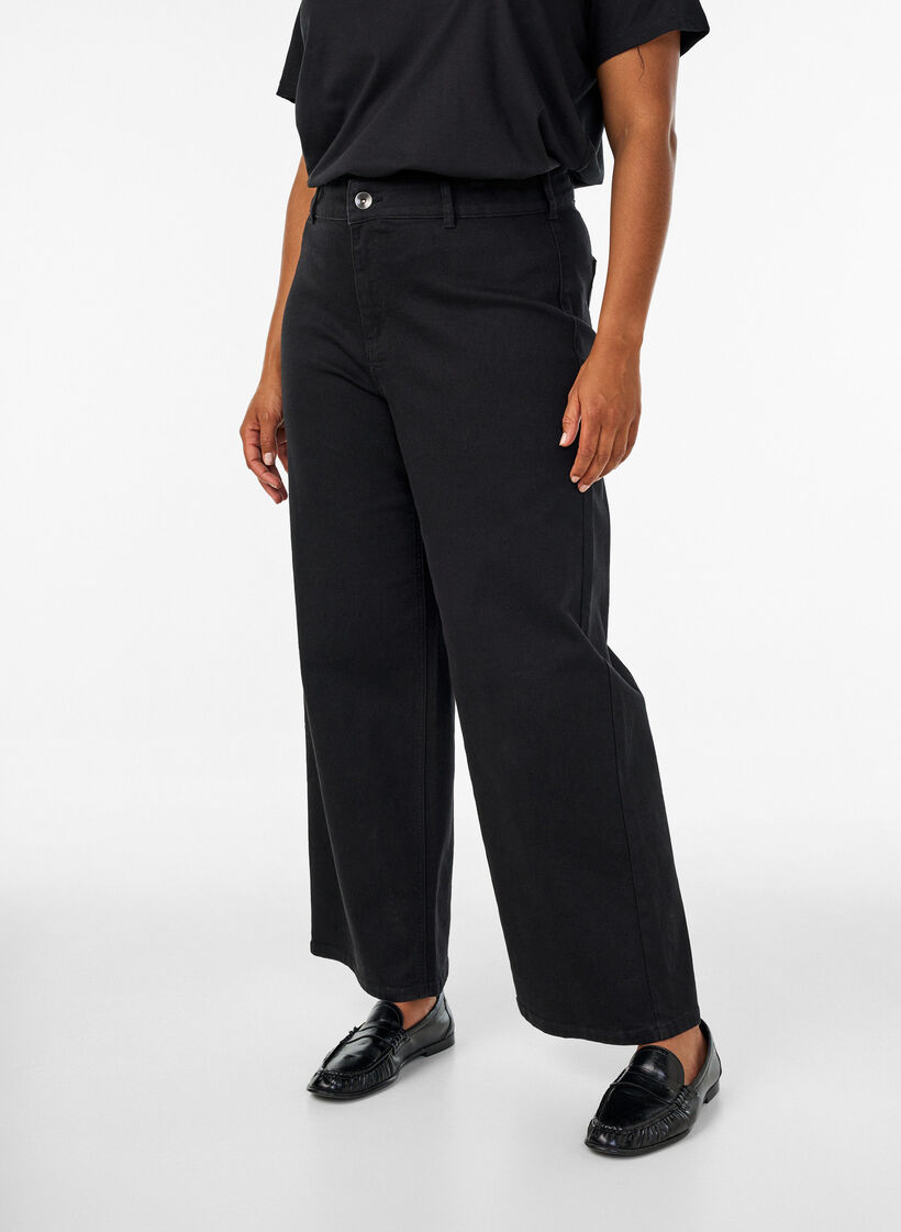 Wide-leg jeans, Black, Model image number 2