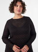 Blouse with eyelet pattern and long sleeves, Black, Model image number 3