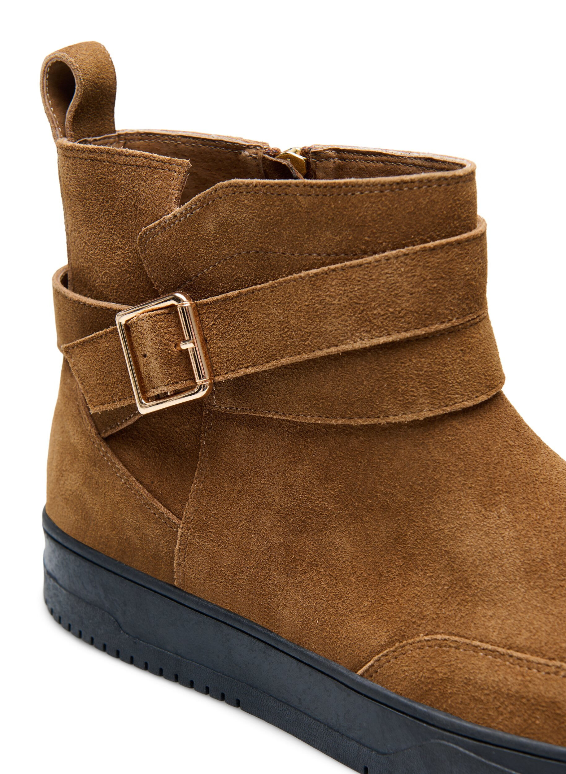 Zizzifashion Short wide fit boot in suede, Tobacco Brown, Packshot image number 3