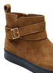 Short wide fit boot in suede, Tobacco Brown, Packshot image number 3