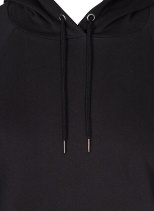Cotton sweatshirt with a hood and pocket, Black, Packshot image number 2