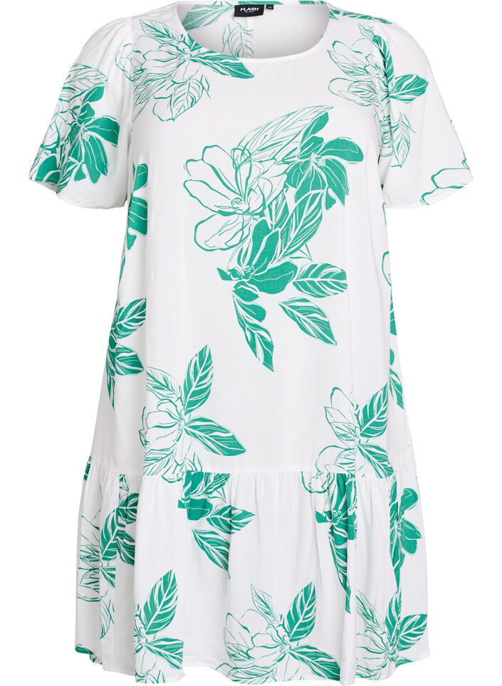 Dress in viscose with cutline, Green, Packshot image number 0