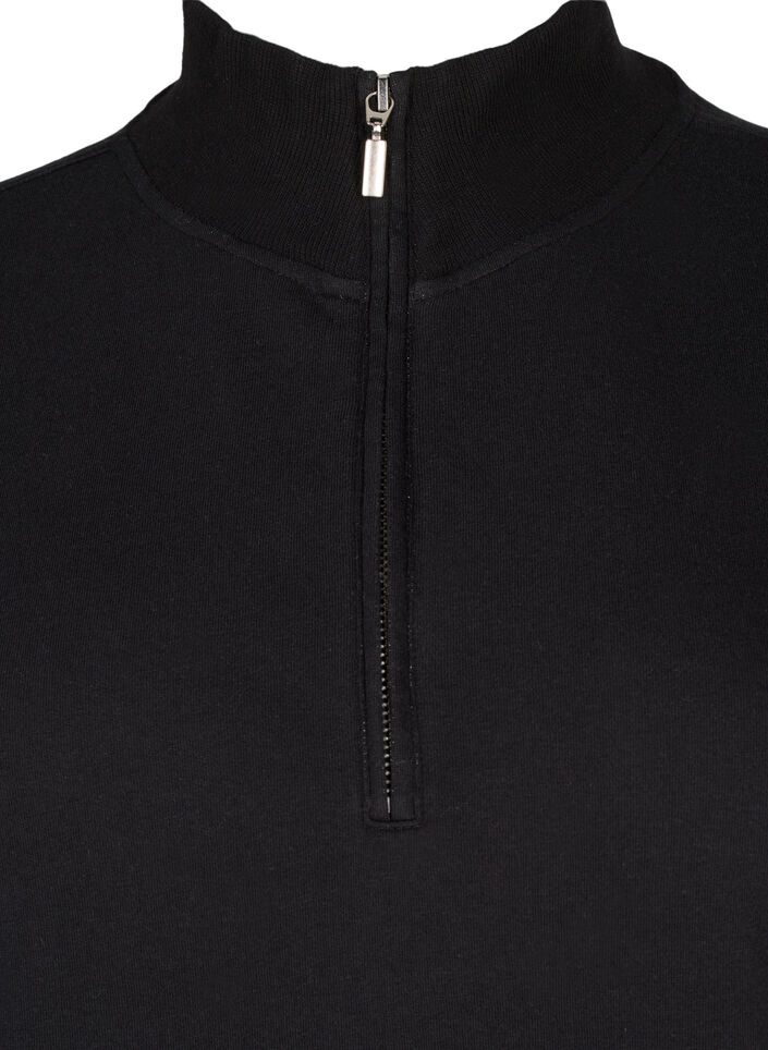 High neck sweatshirt with zip, Black, Packshot image number 2