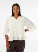 Blouse with 3/4-sleeves and ruffle details, Vanilla, Model image number 0