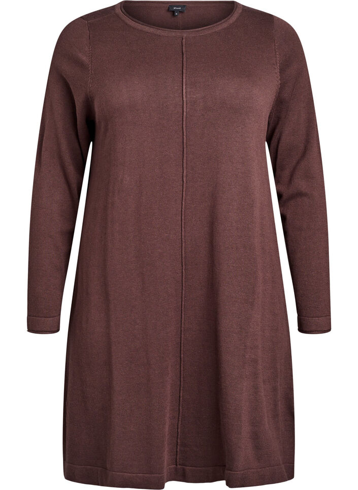 Knitted dress in cotton-viscose blend, Brown, Packshot image number 0