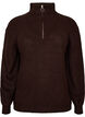 Knitted sweater with high neck and zipper, Brown, Packshot image number 0