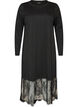 Jersey dress with glitter and lace trim, Black, Packshot image number 0