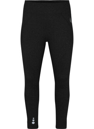 Gym leggings with back pocket and fleece, Black, Packshot image number 0