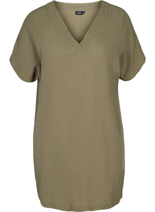 Short-sleeve cotton tunic, Ivy green, Packshot image number 0