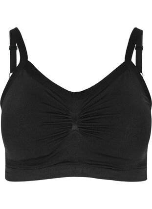 Thin strap, seamless bra, Black, Packshot image number 0