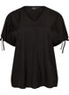 Viscose blouse with ruched sleeves, Black, Packshot image number 0
