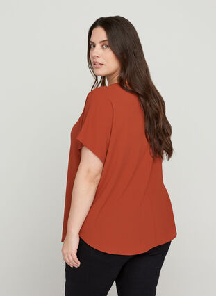 Blouse with short sleeves and a round neckline, Arabian Spice, Model image number 1