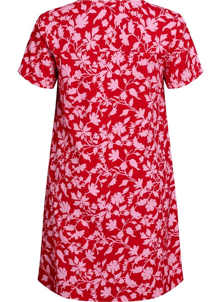 Short a-line dress with floral print, Red, Packshot image number 1