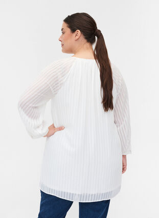 Tunic with round neck and 7/8 sleeves, White, Model image number 1