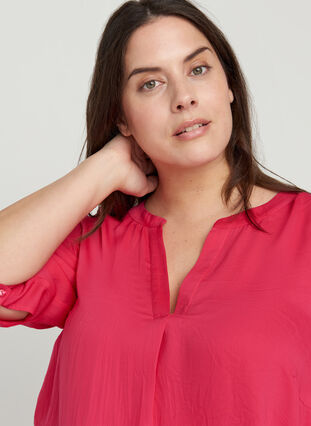 Blouse with 3/4 sleeves and V-neck, Love Potion, Model image number 2