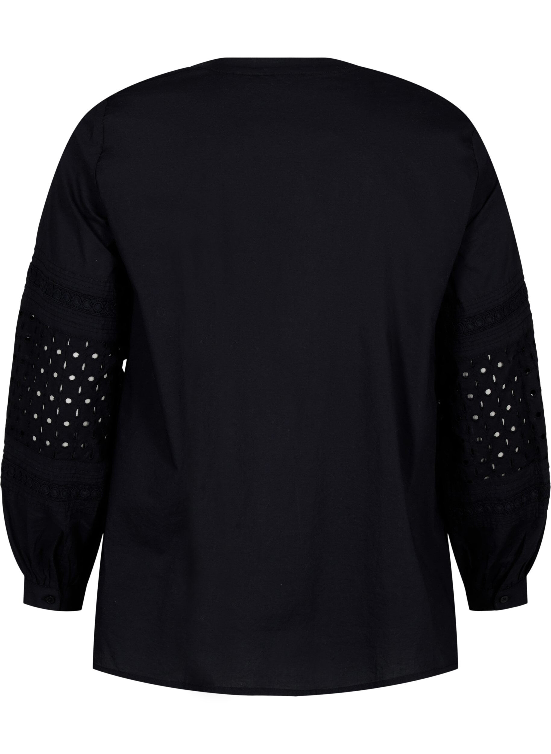 Zizzifashion Long sleeve blouse with decorative details, Black, Packshot image number 1