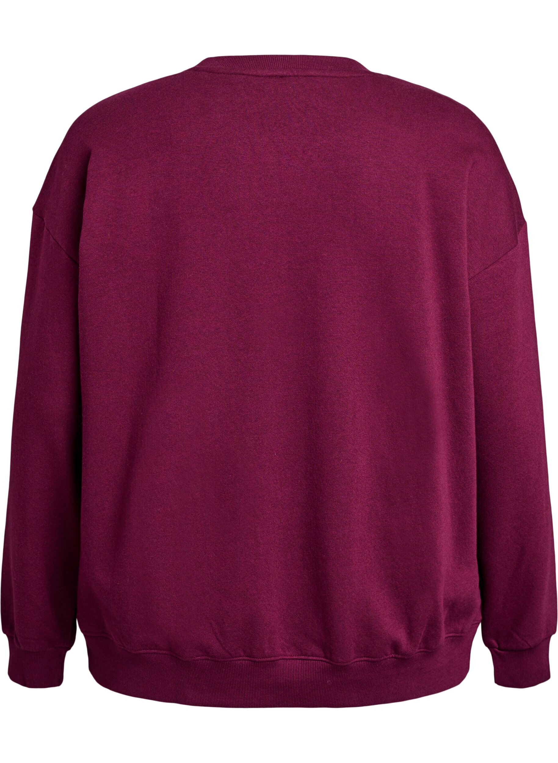 Zizzifashion Sweatshirt with text print, Dark Bordeaux, Packshot image number 1