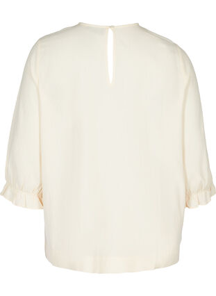 Blouse with broderie anglaise and 3/4 sleeves, Mother Of Pearl, Packshot image number 1