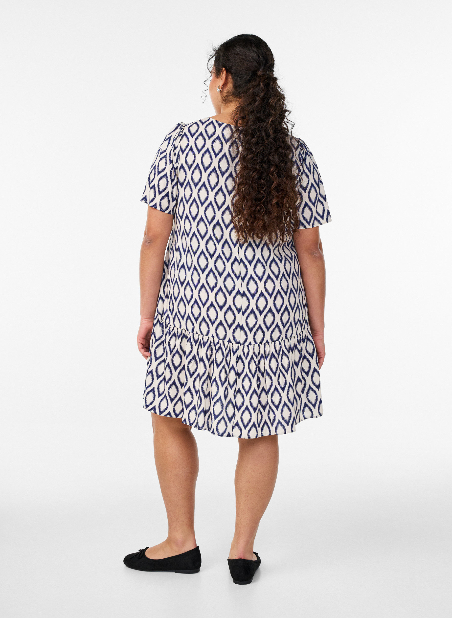 Zizzifashion Viscose dress with cutline, Blue, Model image number 2