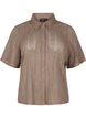 Short-sleeved shirt with openwork pattern, Brown, Packshot image number 0