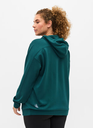 Loose-fitting hooded sweatshirt, Deep Teal, Model image number 1