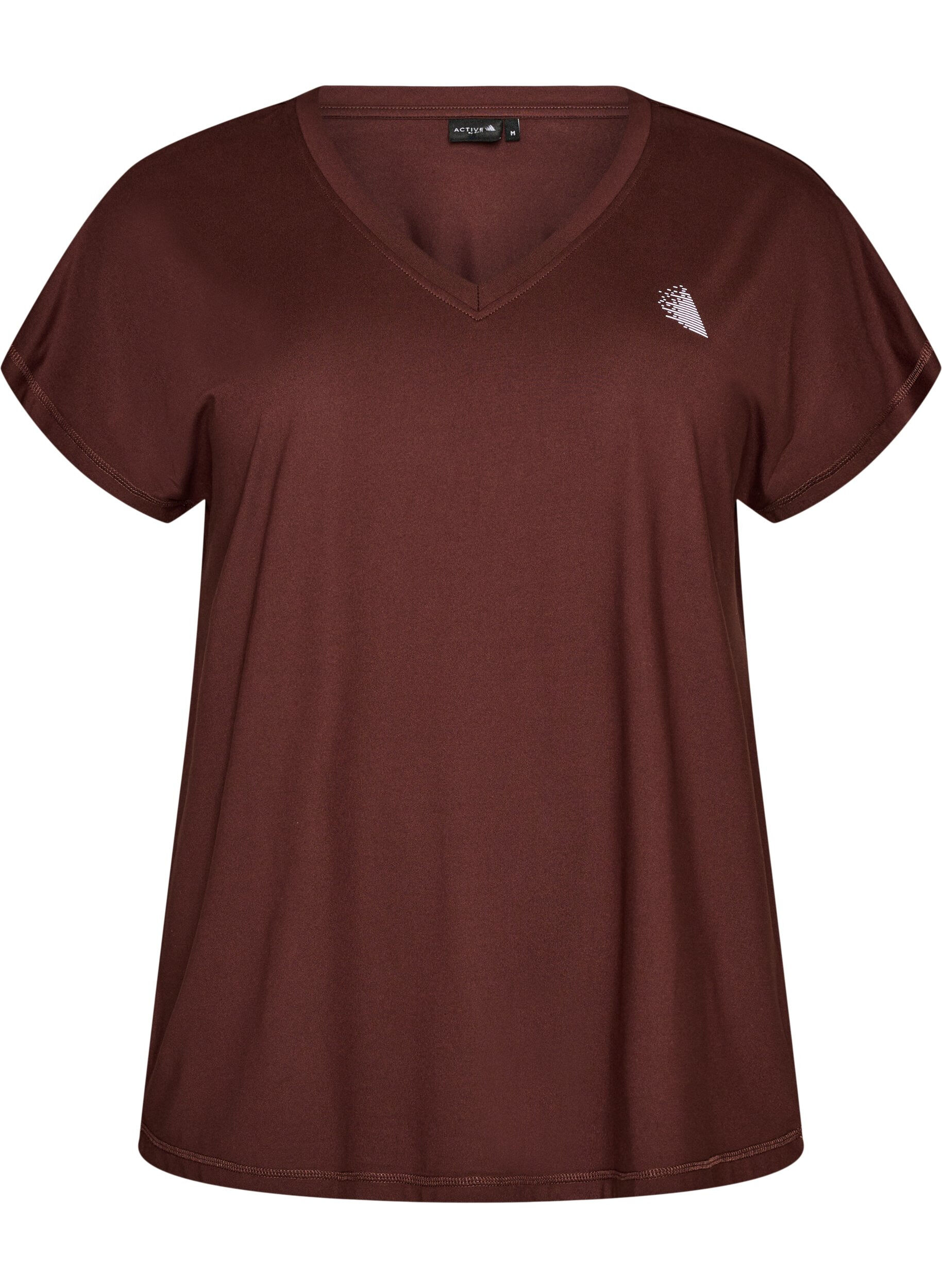 Zizzifashion Loose training t-shirt with v-neck, Brown, Packshot image number 0