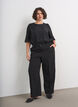 Jacquard blouse with sparkly details and puff sleeves, Black, Model image number 1