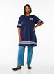 Short T-shirt dress with sporty details, Blue, Model image number 1