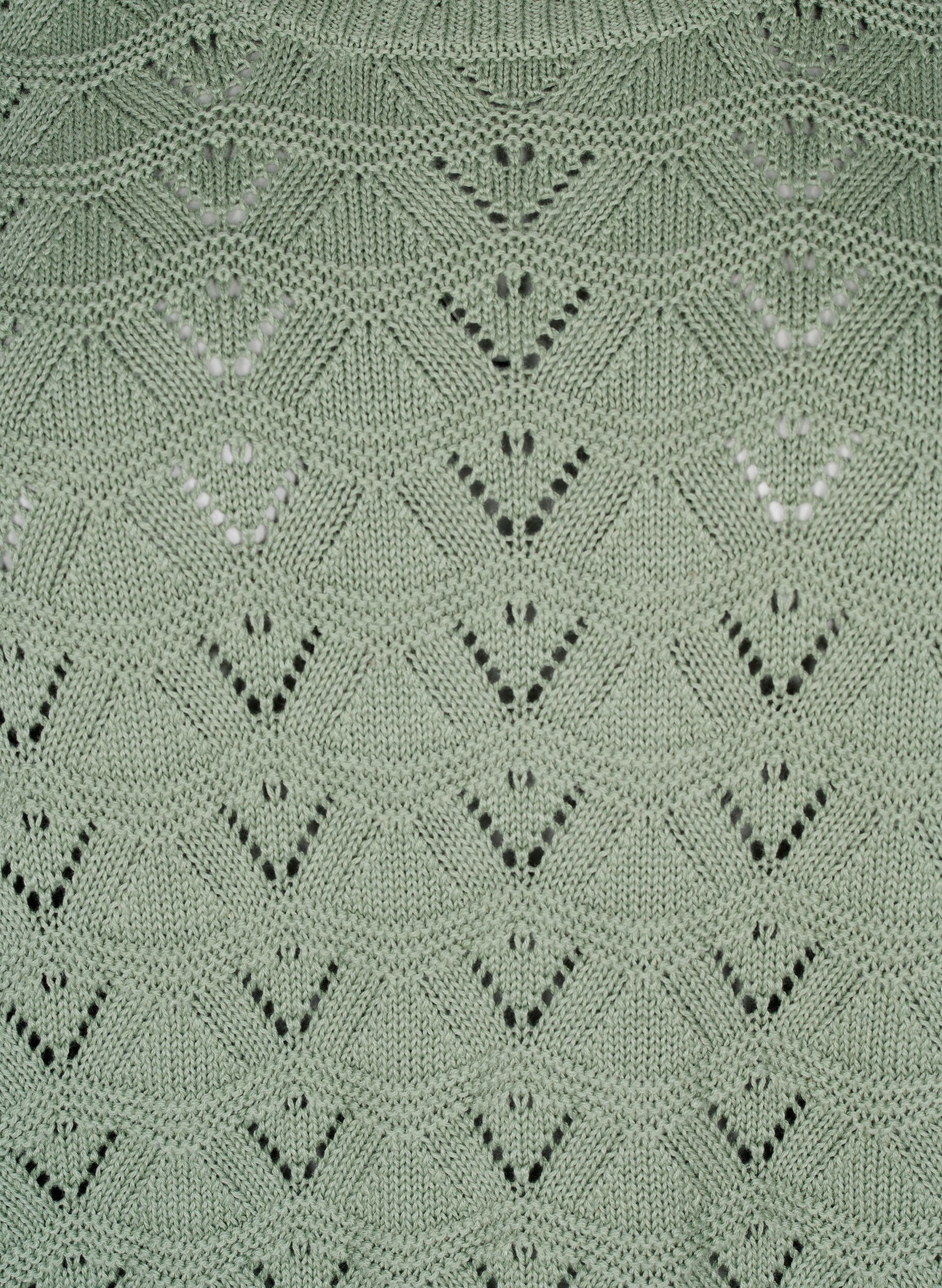 Zizzifashion Long-sleeved knit blouse with an openwork pattern, Green Bay, Packshot image number 2