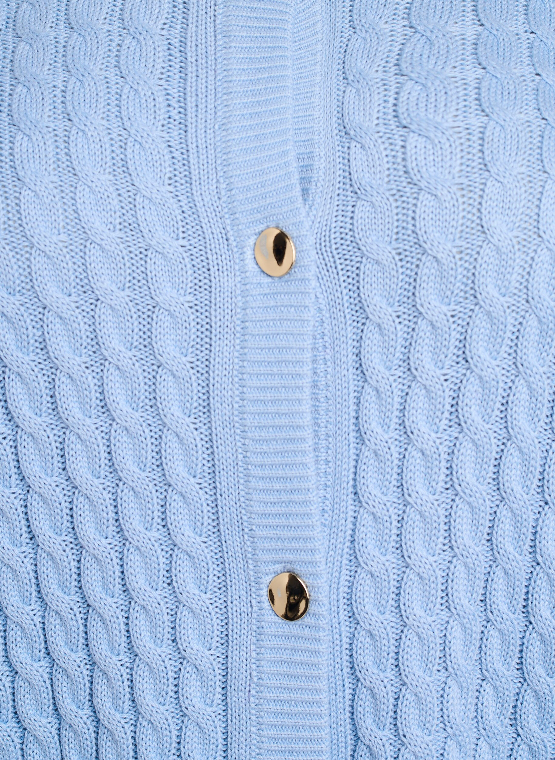 Zizzifashion Cable knit cardigan with golden buttons, Blue, Packshot image number 2