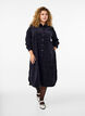 Long corduroy shirt dress with buttons, Black, Model image number 0