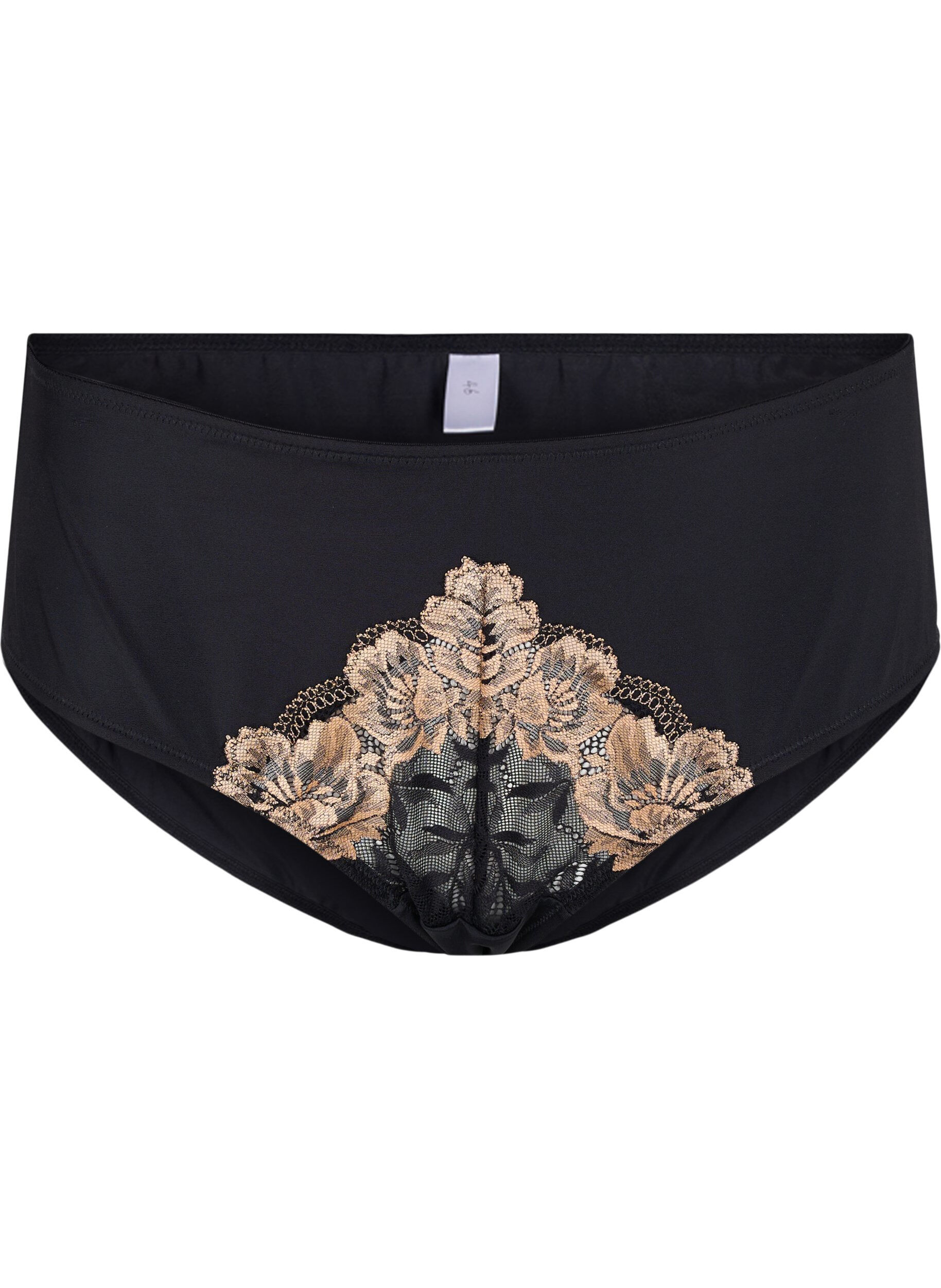 Zizzifashion Tai briefs with lace, Black, Packshot image number 0