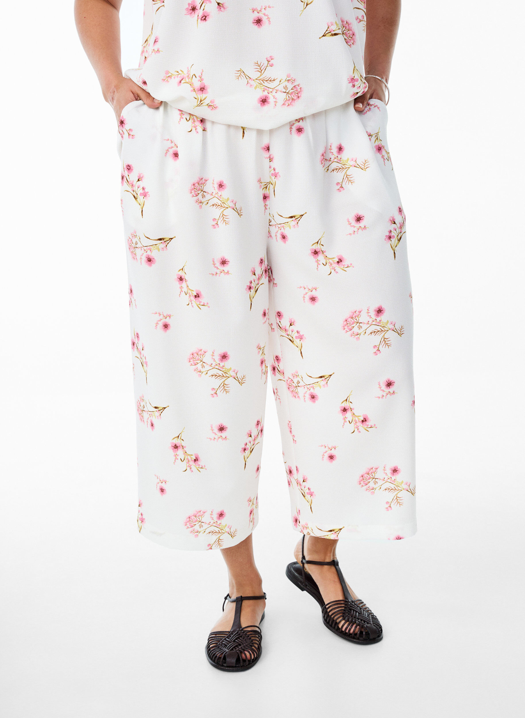 Zizzifashion Culotte trousers with print, White, Model image number 2