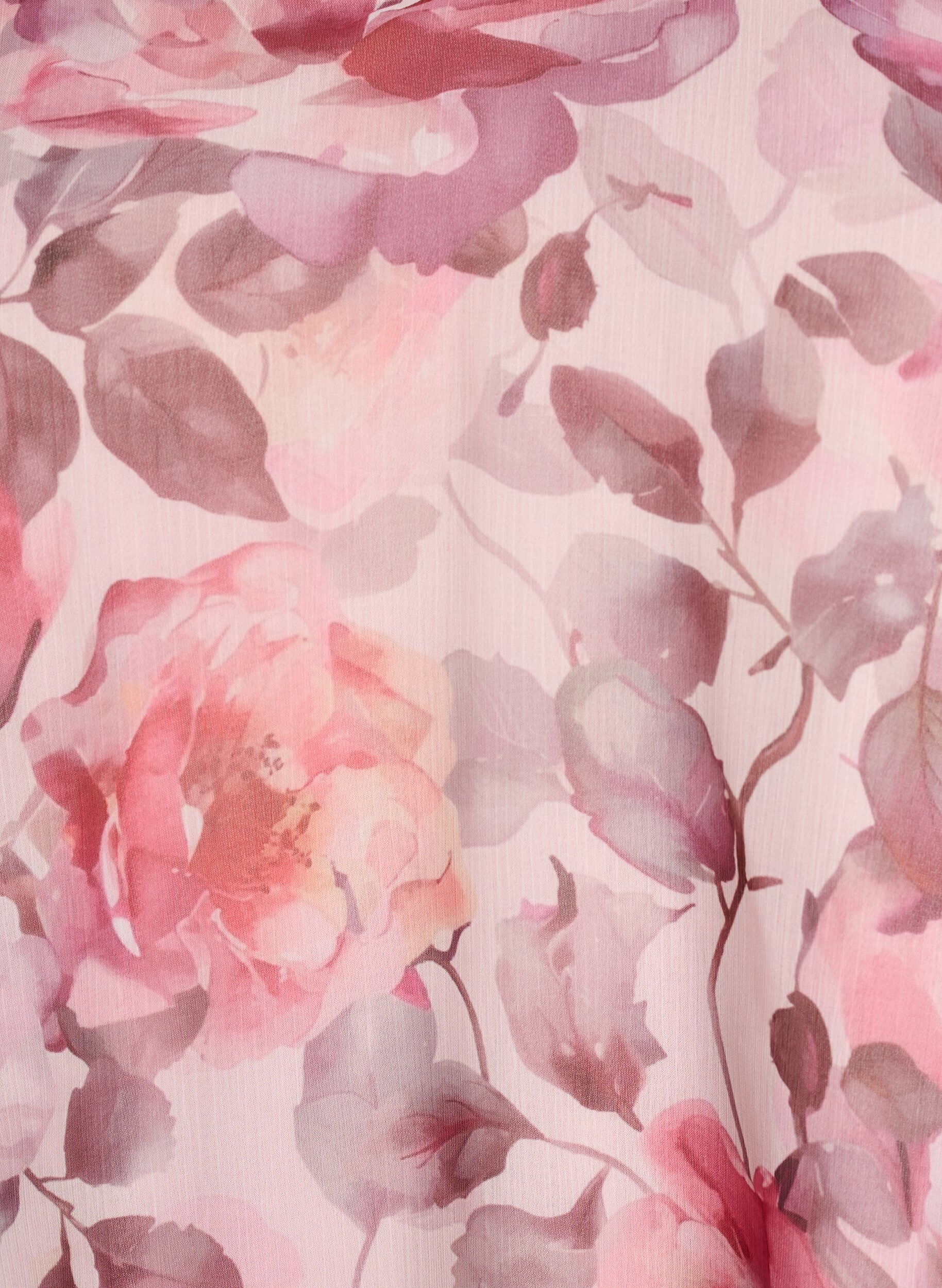Zizzifashion Floral blouse with a V-neck and ruffle sleeves, Rose, Packshot image number 2