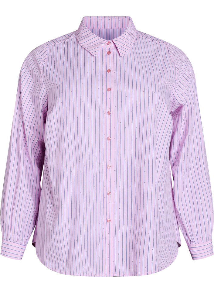 Striped shirt with studs, Pink, Packshot image number 0