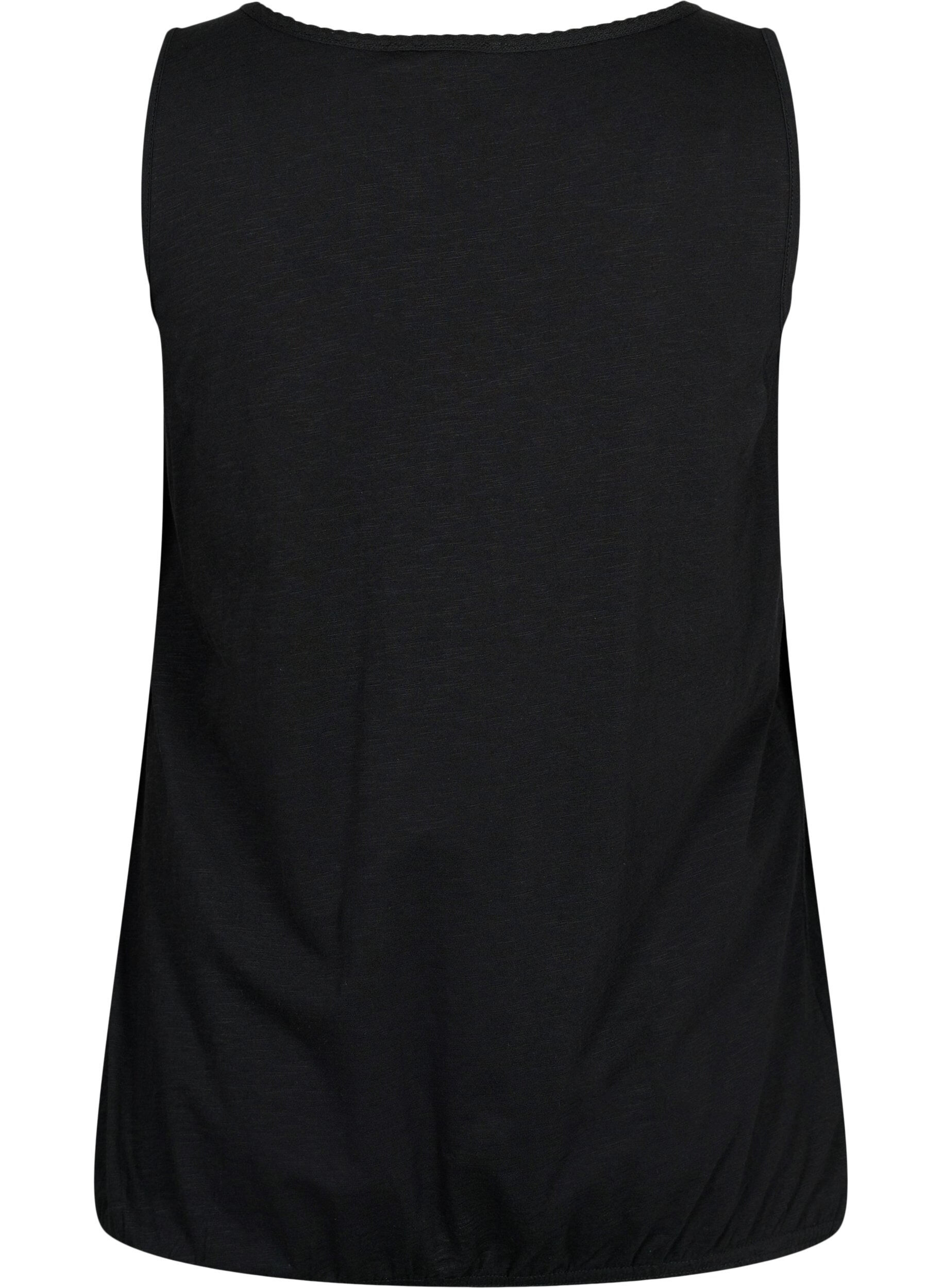 Zizzifashion Cotton top with lace trim, Black, Packshot image number 1