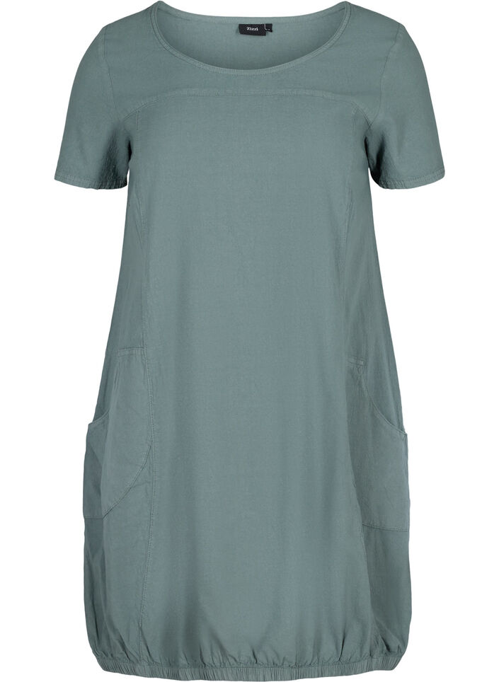 Short sleeve cotton dress, Green, Packshot image number 0