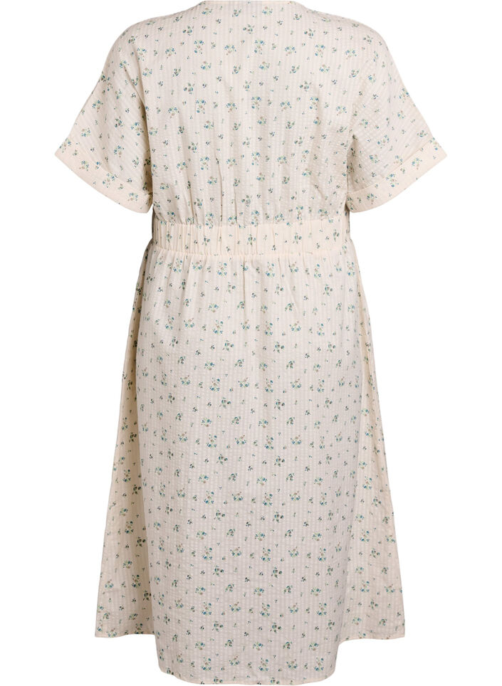 Midi dress with short sleeves and a front slit, White, Packshot image number 1