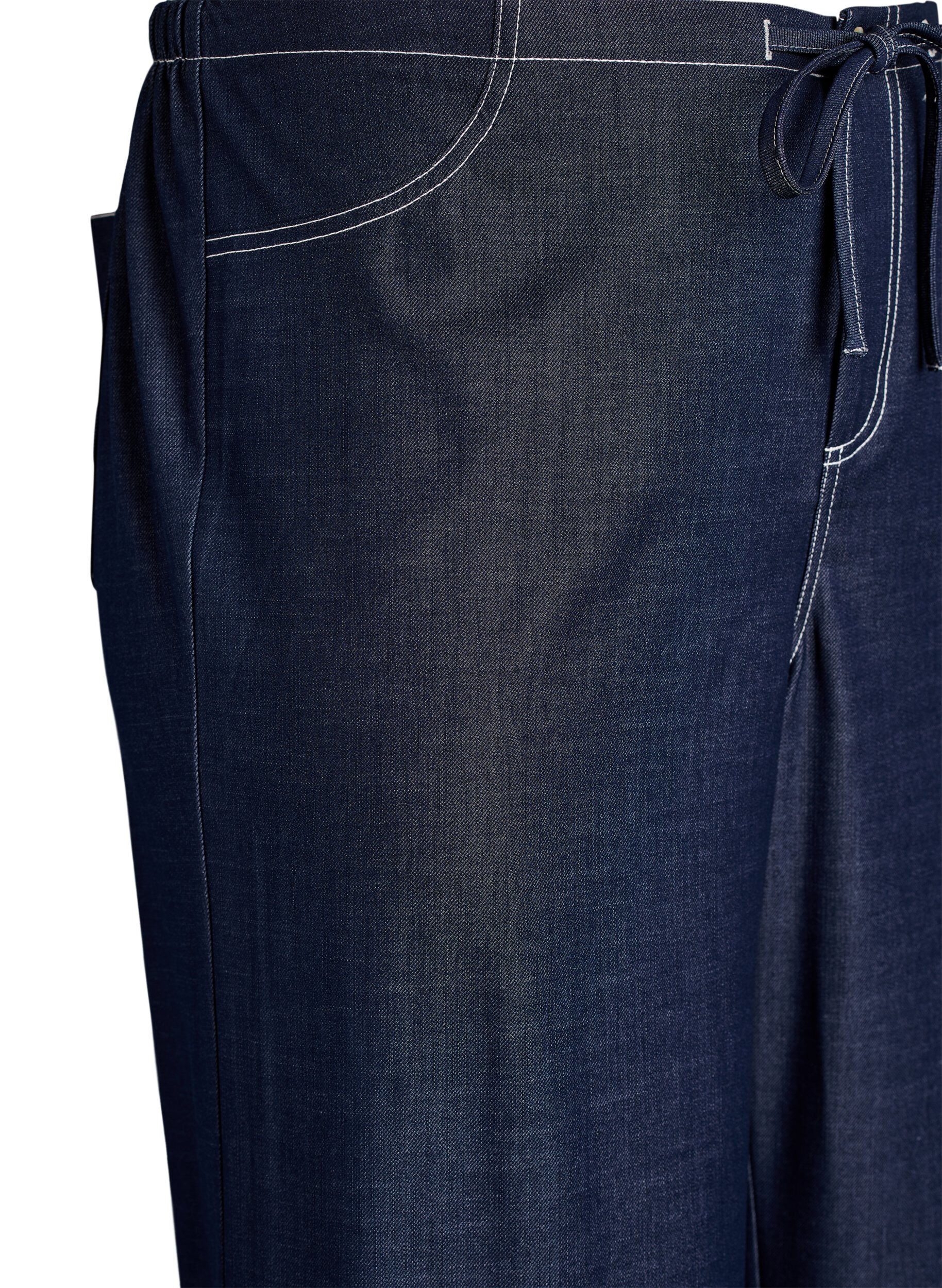 Zizzifashion Denim-look trousers with contrast stitching, Blue, Packshot image number 2