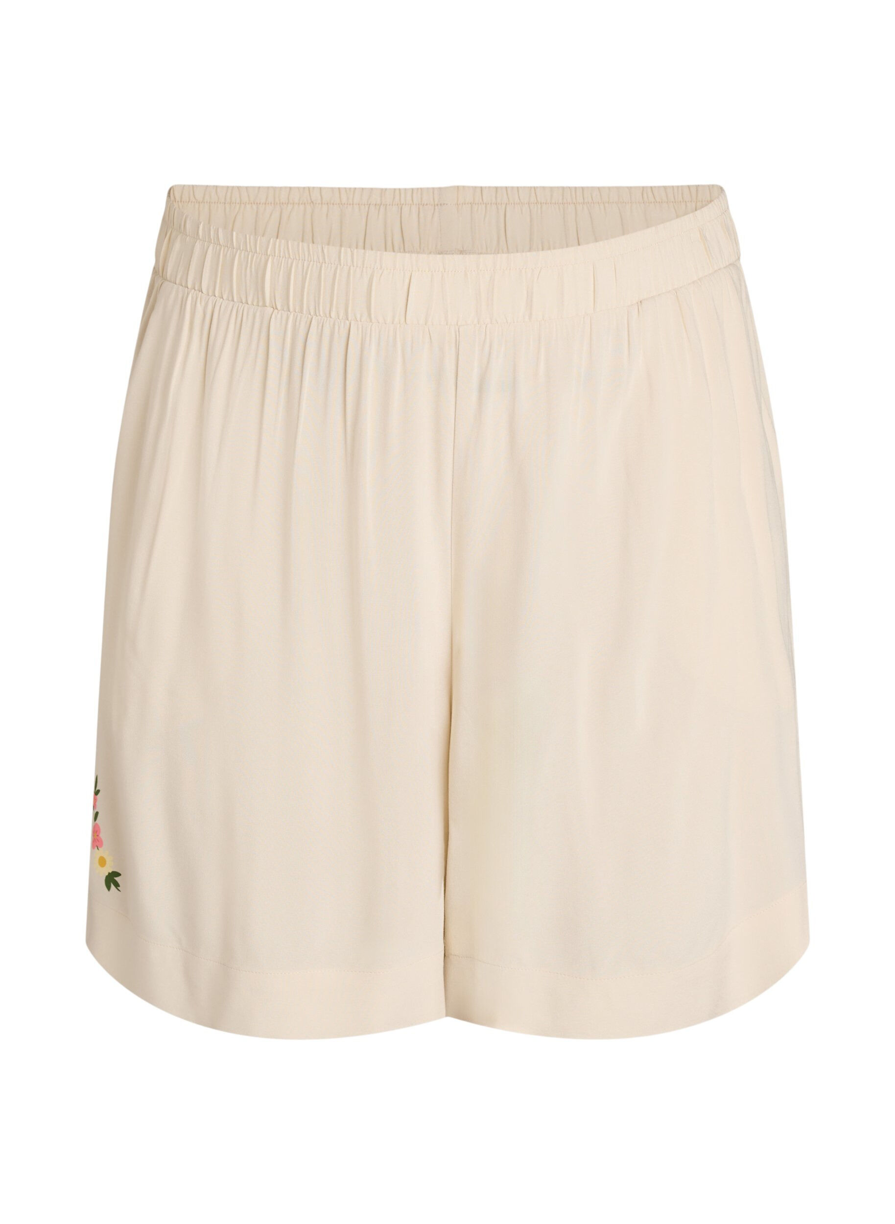 Zizzifashion Loose pyjama shorts in viscose with a high waist, Beige, Packshot image number 0