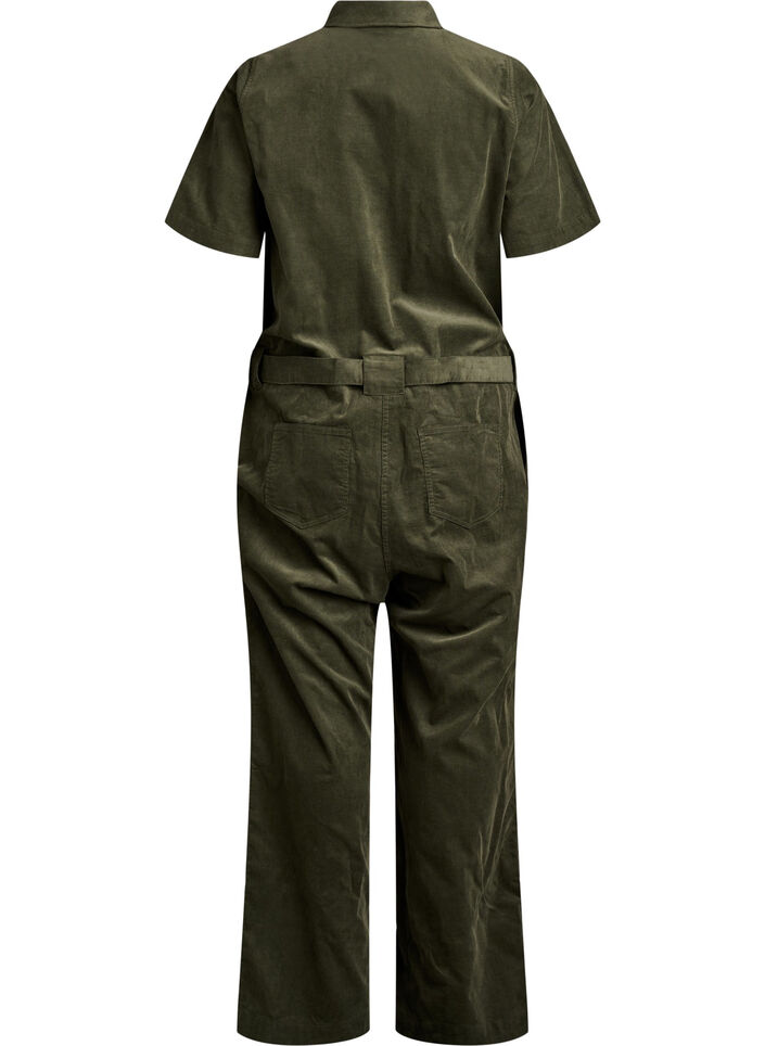 Corduroy jumpsuit with straight legs, Green, Packshot image number 1
