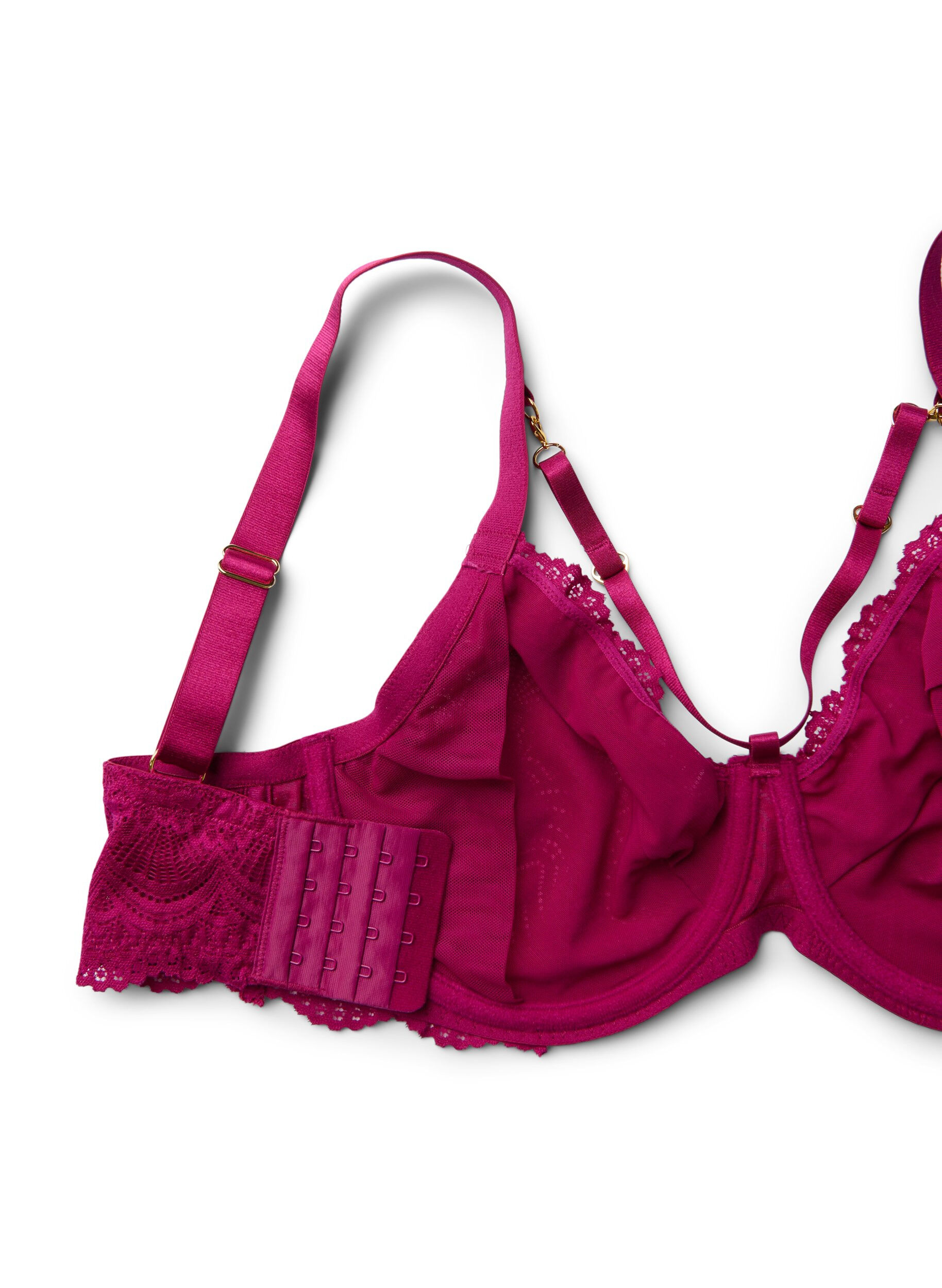 Zizzifashion Full-cover bra with lace and string detail, Red, Packshot image number 3